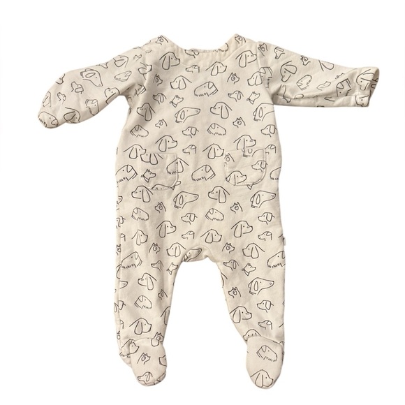 Jacadi Infant dog print footed onesie with back access. French luxury - Picture 1 of 5